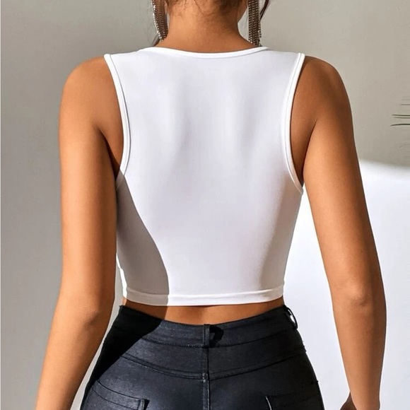 Pink / black / white Rhinestone Fringe Hem Tank Top - Picture 13 of 13